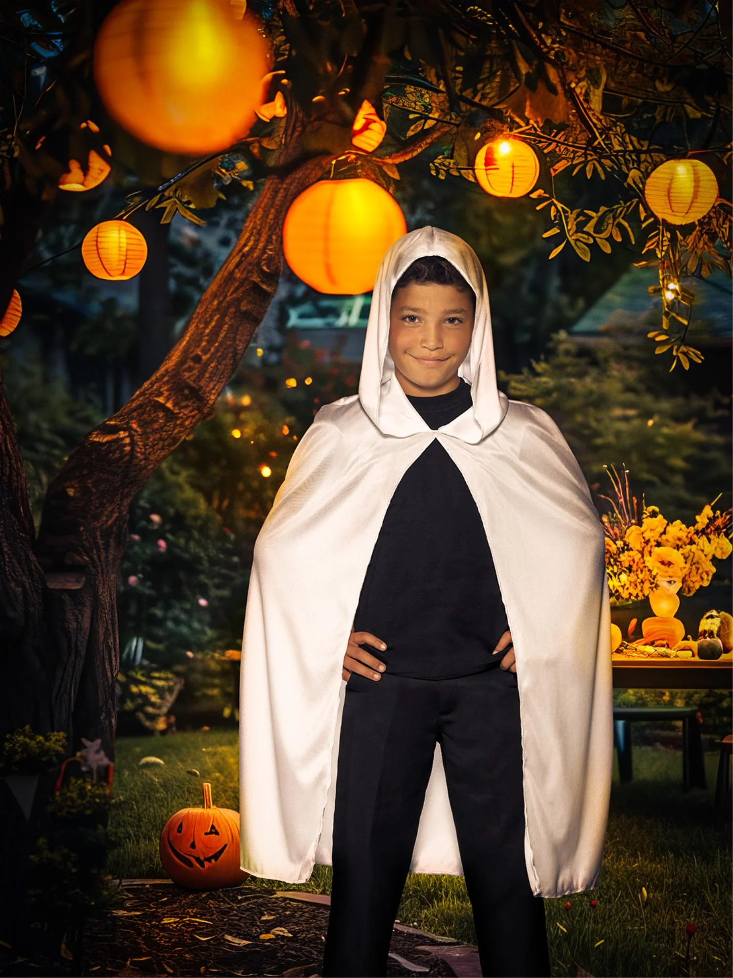 Hooded Cape, White - Image 3